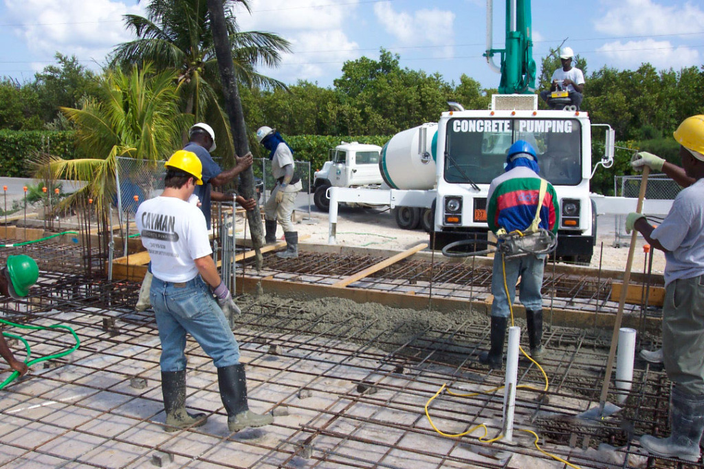 Concrete crews on the job in Grand Cayman.