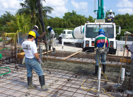 Concrete crews on the job in Grand Cayman.